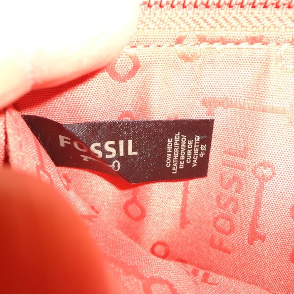 NWOT FOSSIL COWHIDE LEATHER Wallet Salmon Zip Closure Pockets Cards/Coins - Picture 5 of 9